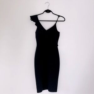 Ruffled Black Midi Dress